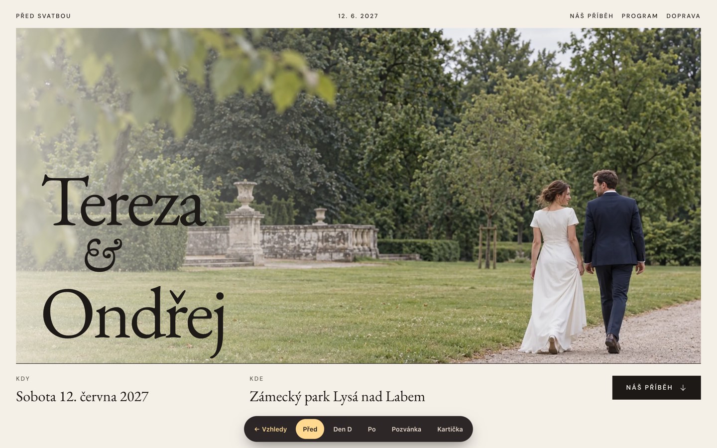 Wedding website in the Editorial theme